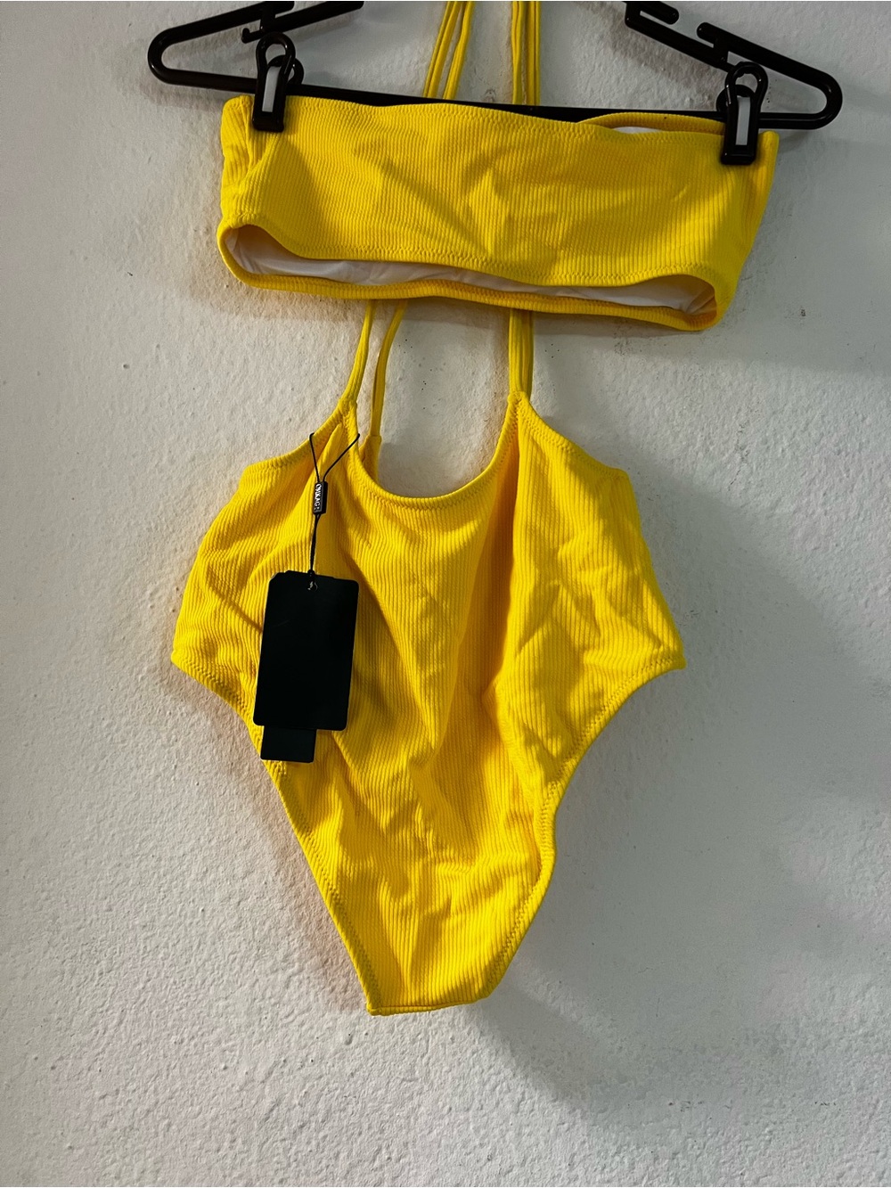Bright Yellow Ribbed Two-Piece Bikini Set